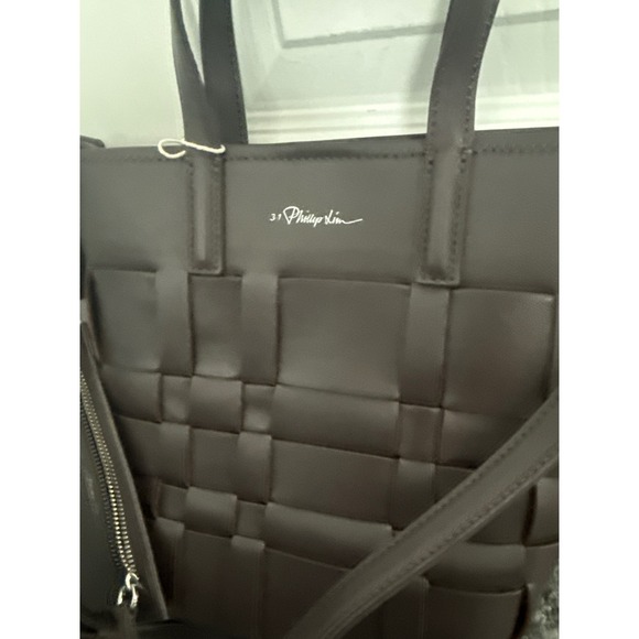 3.1 Phillip Lim Chocolate Leather Mini Modern Lattice Bucket Bag with Pouch - Picture 3 of 12